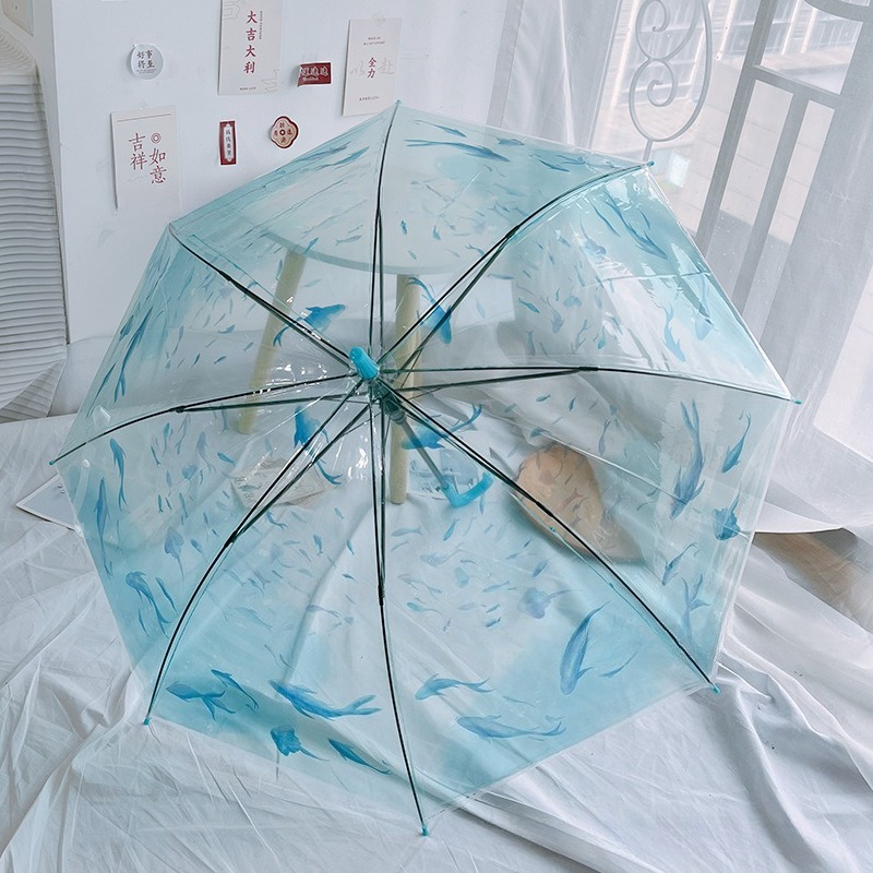 Fish Toys For Aquarium - Transparent Aquarium Ocean Straight Handle Umbrella