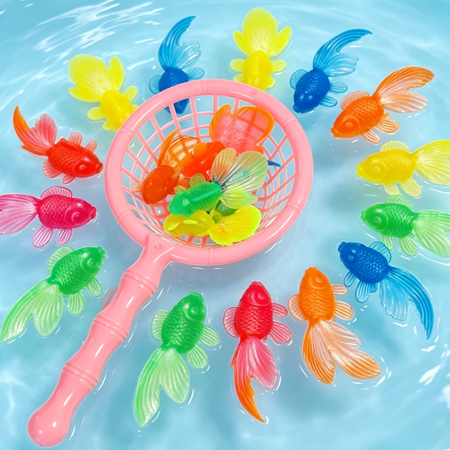 Fish Toys For Aquarium - 9/18pcs Floating Goldfish & Fishing Net