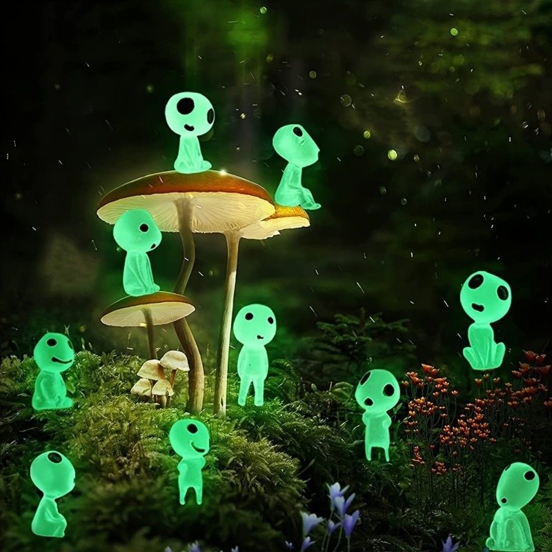 Fish Toys For Aquarium - 10pcs Luminous Resin Ghost Figures, Miniature