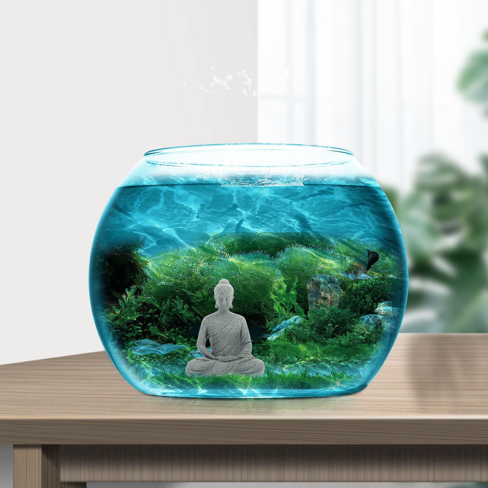 Mini Buddha Statue Resin Aquar - Aquarium Fish Small avaliação e preço