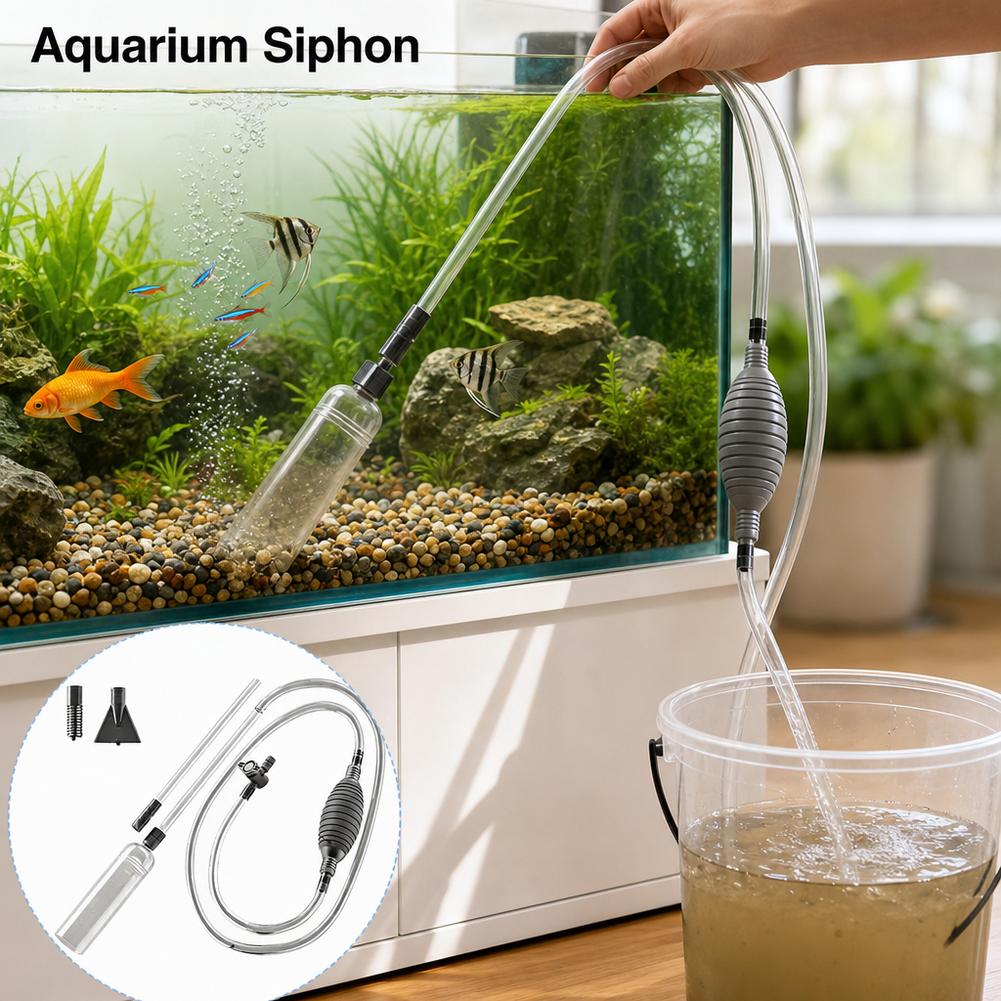 Manual Aquarium Siphon Fish Ta - Aquarium Fish Maintenance avaliação e preço
