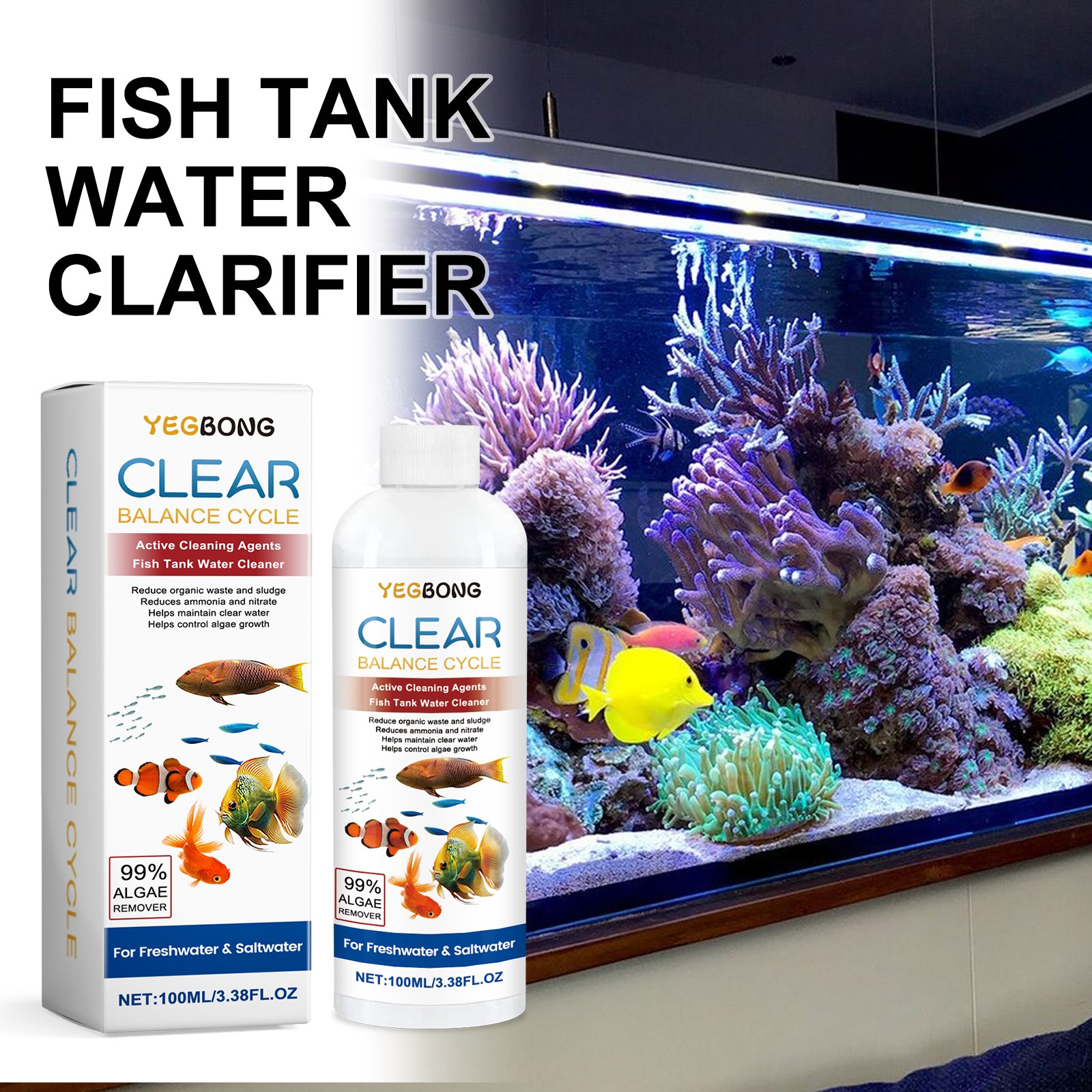 Aquarium Water Clarifier 100ml - Aquarium Fish Maintenance avaliação e preço