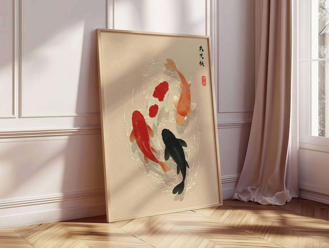 Japanese Koi Fish Poster, Mini - Aquarium Fish Koi avaliação e preço