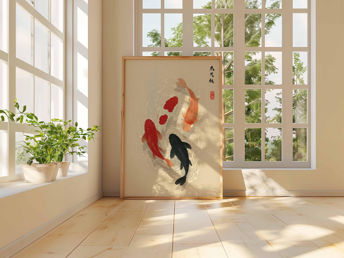 Japanese Koi Fish Poster, Mini - Aquarium Fish Koi avaliação e preço