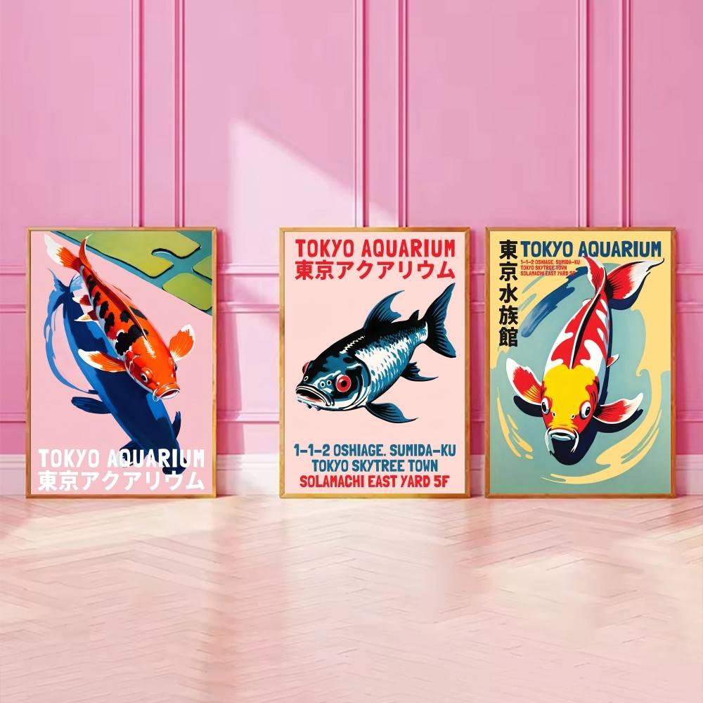 Tokyo Aquarium Koi Fish Paper  - Aquarium Fish Poster avaliação e preço