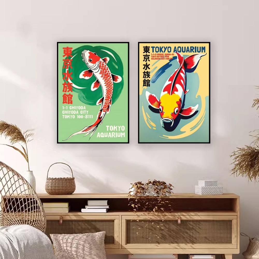Tokyo Aquarium Koi Fish Paper  - Aquarium Fish Poster avaliação e preço
