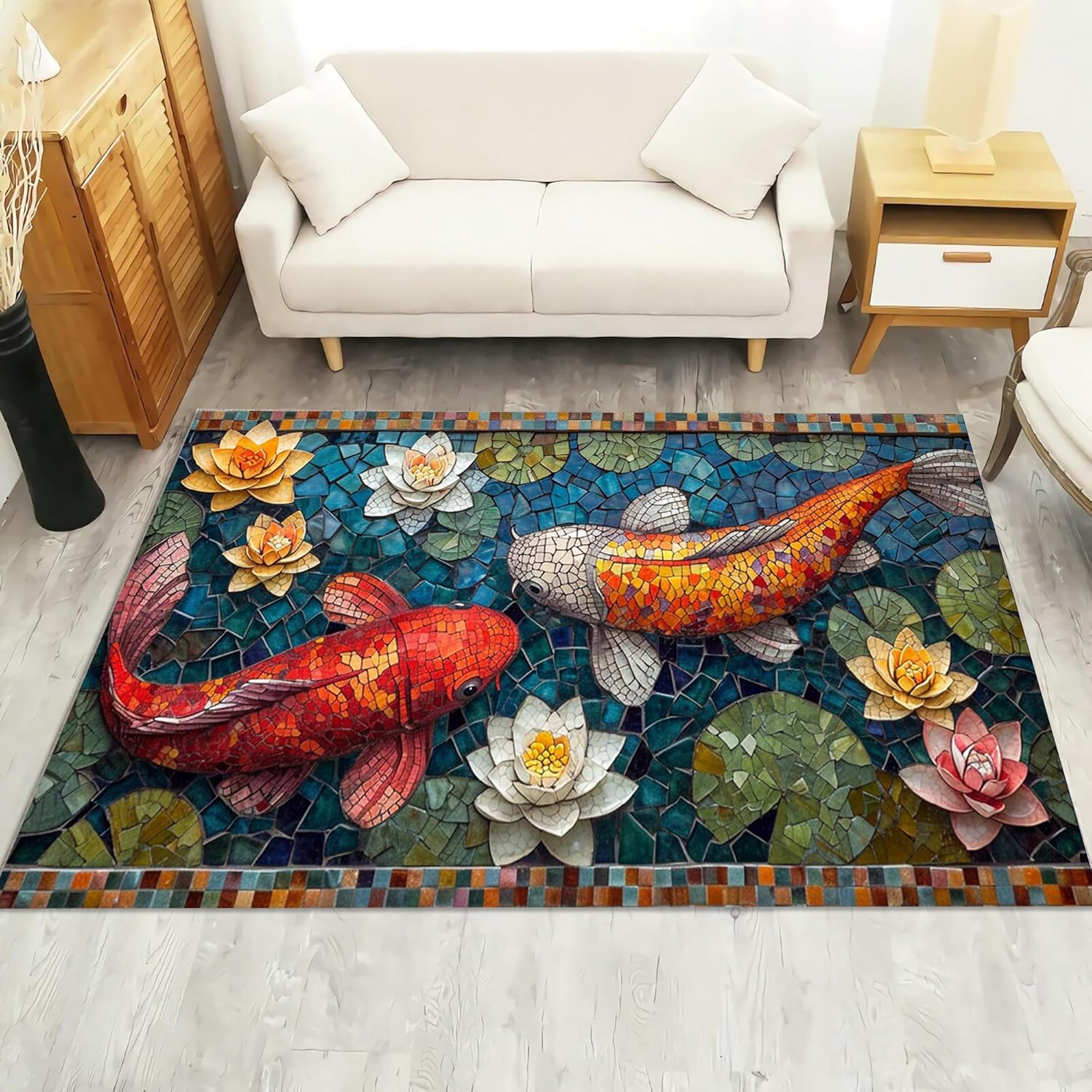Fish Rug, Koi Fish Rug, Koi Po - Aquarium Fish Koi avaliação e preço