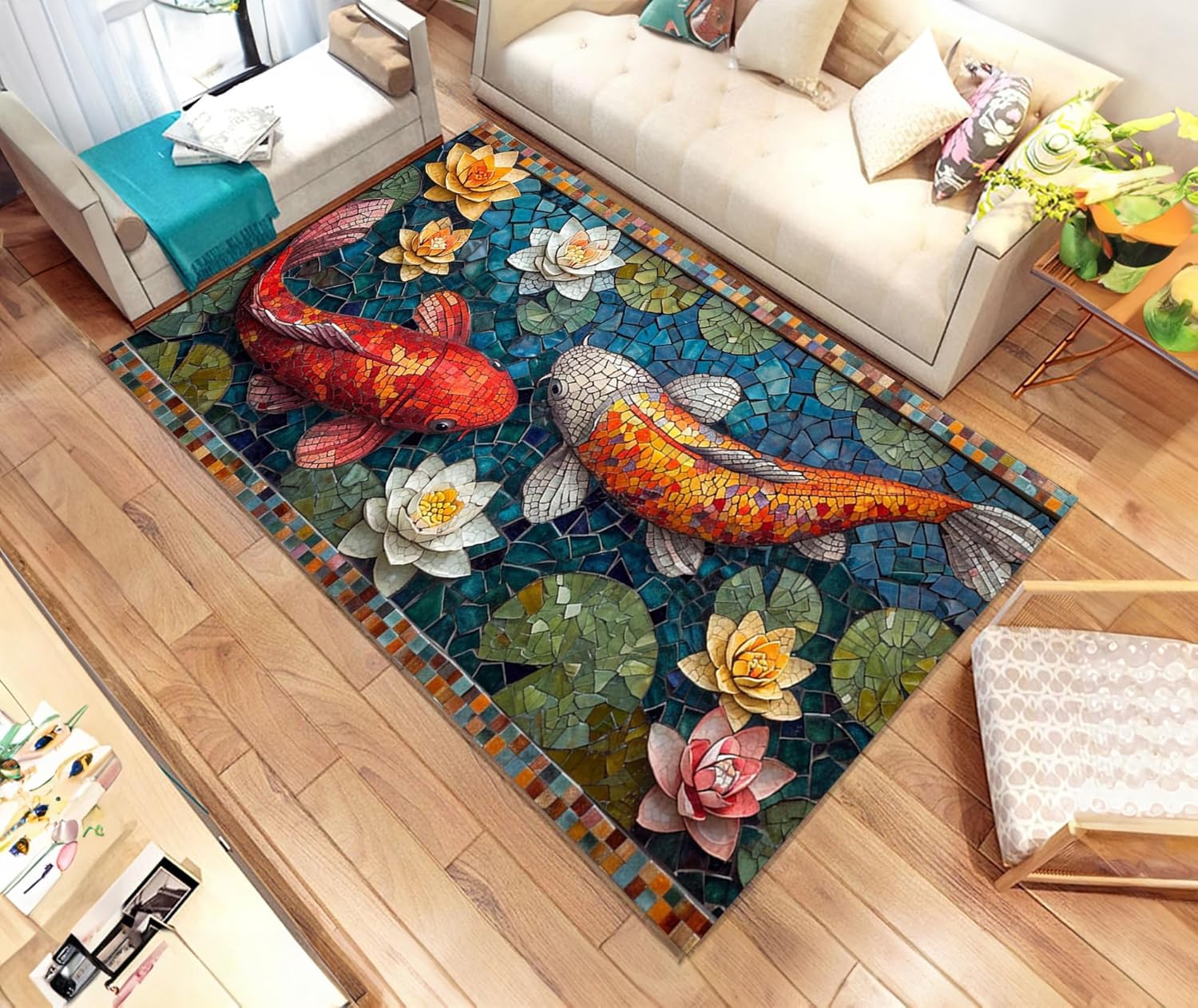 Fish Rug, Koi Fish Rug, Koi Po - Aquarium Fish Koi avaliação e preço