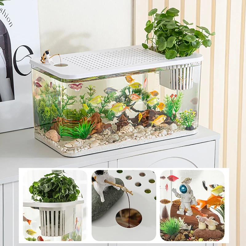 PET+ABS Fish Tank New Transpar - Aquarium Fish In Bowl avaliação e preço